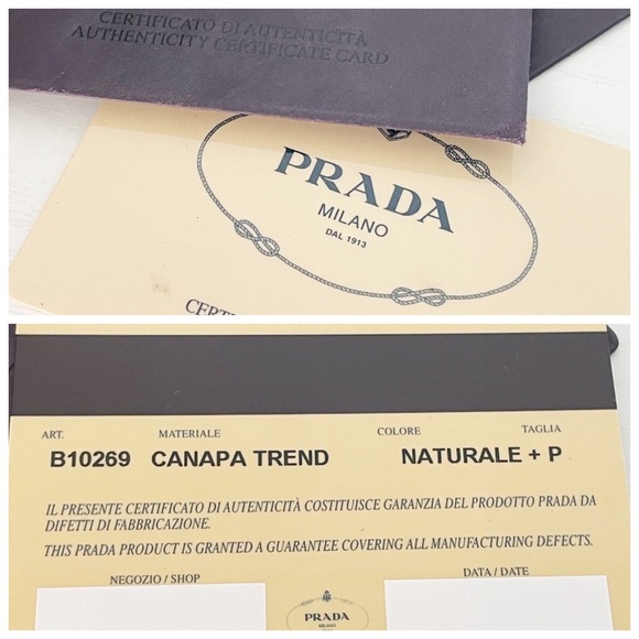 Prada natural canvas blue leather trim snap button tote bag - Picture 6 of 11